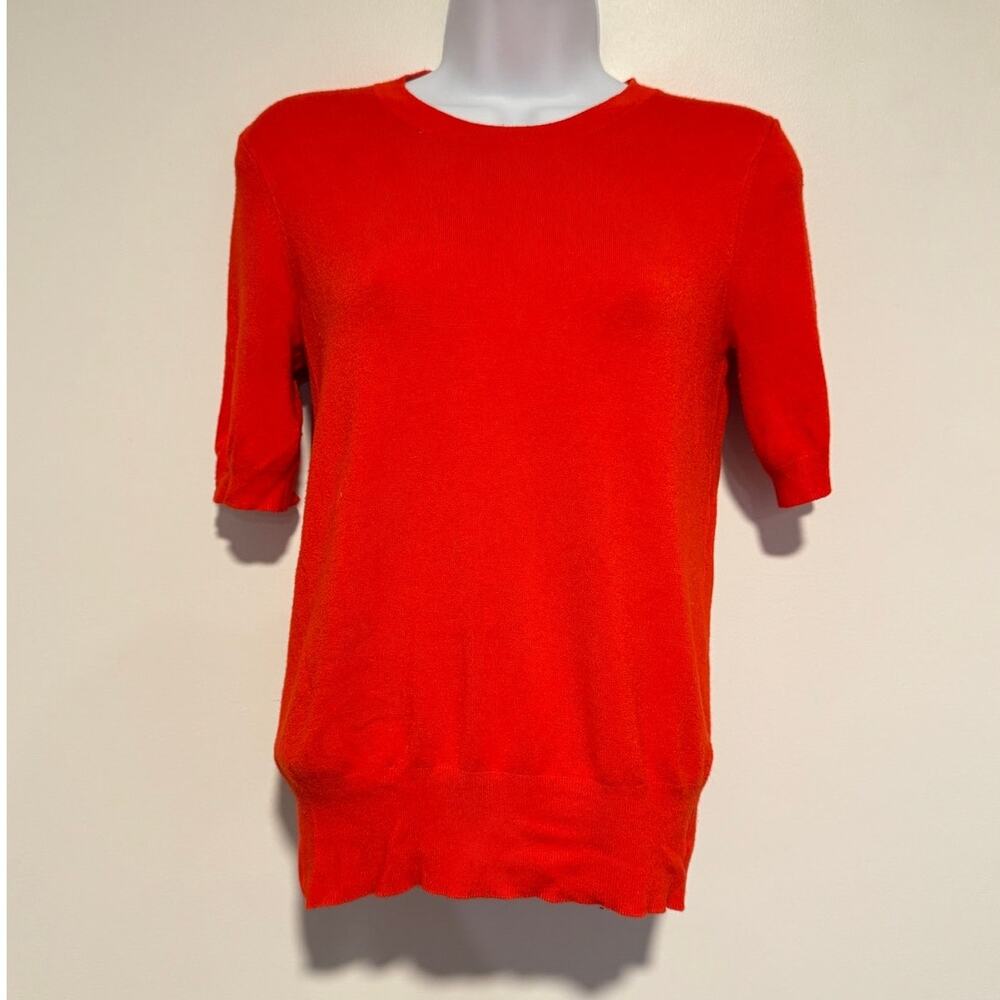 ZARA Knit Short Sleeve Crew Neck Sweater Top Red Size Small minimalist normcore
